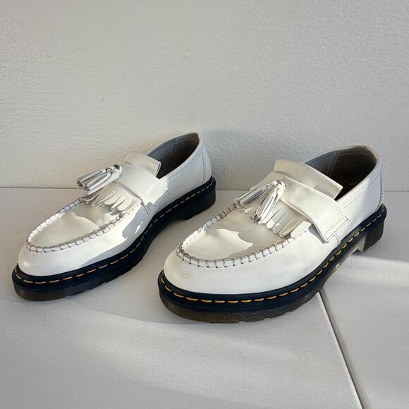 Dr. Martens Adrian White Leather Tassel Loafers Men’s Size 9 M Goodyear Welted